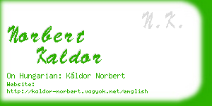 norbert kaldor business card