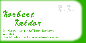 norbert kaldor business card